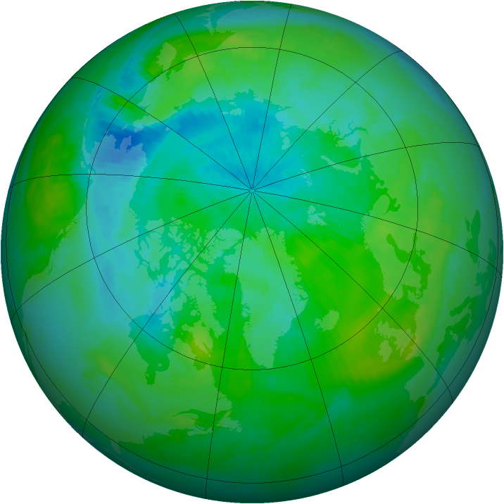 Arctic ozone map for 18 August 1999